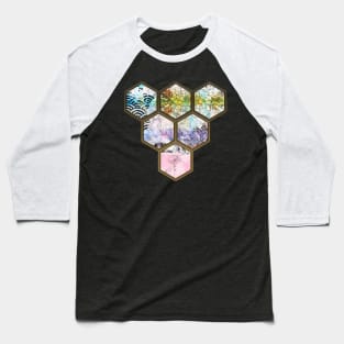 Japanese Geometrical Streetwear Design Floral Cherry Blossom Retro Art Earth Colours 579 Baseball T-Shirt